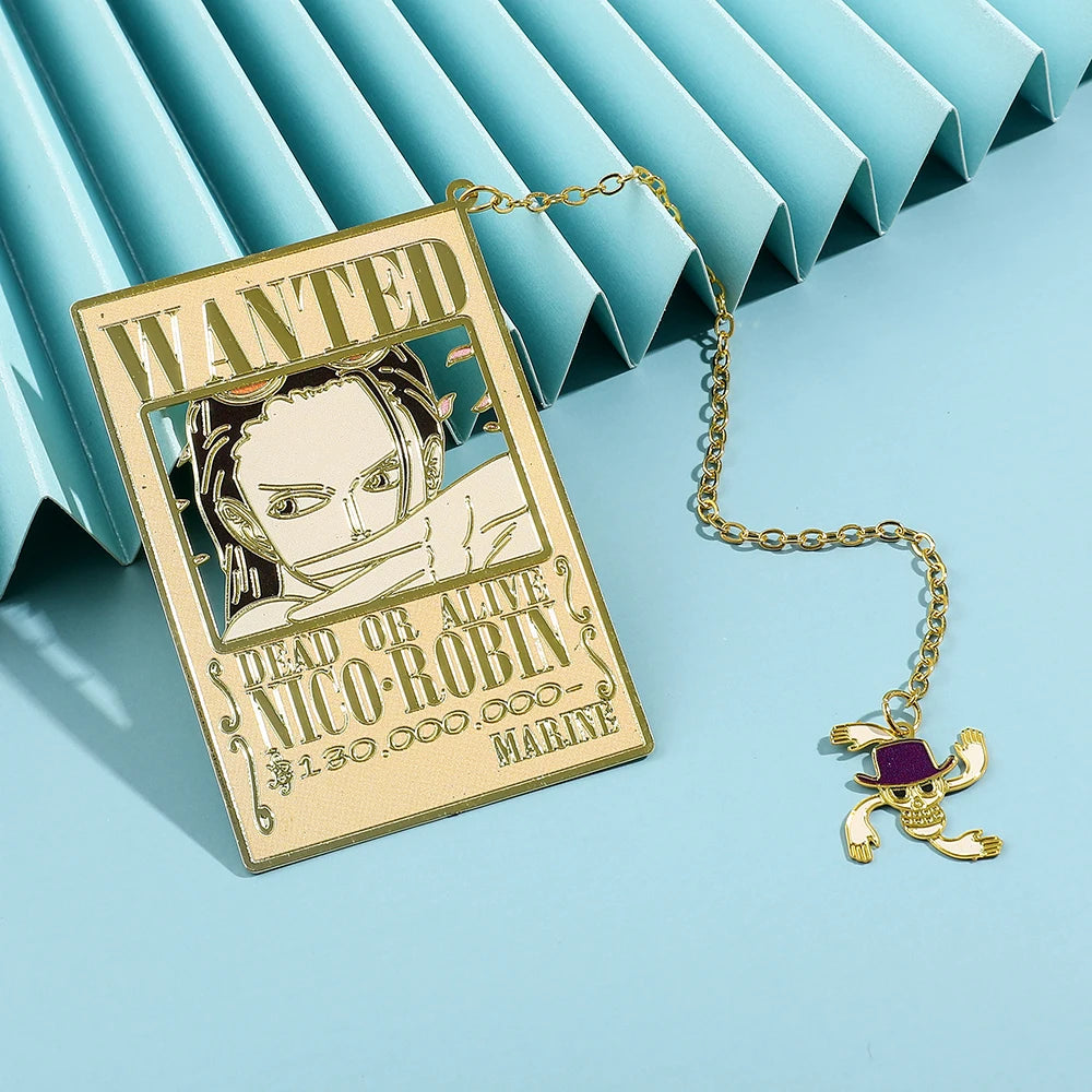Anime One Pieces Pirates reward Metal Bookmarks with Tassel Gold Collection