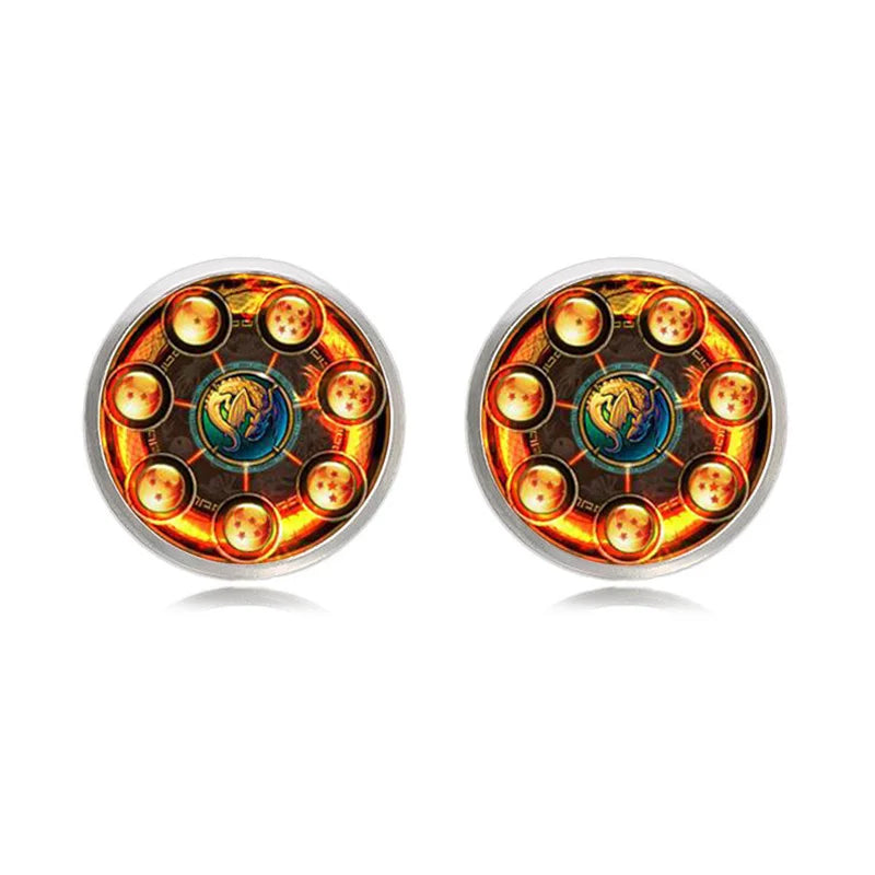 Boutons de manchette FIMAODZ Anime 7-Star Ball – Superbe design en cabochon de verre avec dragon et loup