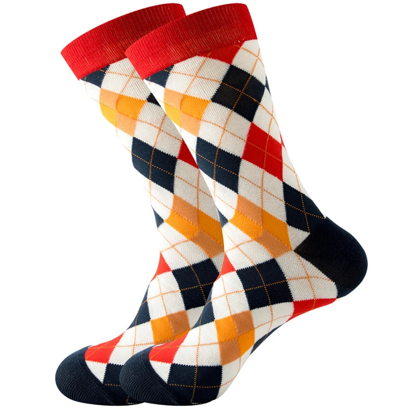 Neuartige Baumwollsocken mit Cartoon-Motiv für Herren 2023 Boxing Dollars Schachbretter Tier Große Größe Lange Socken