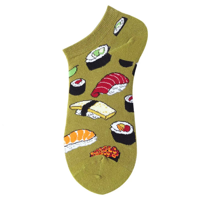 40-Style Bunte Baumwoll-Söckchen für Herren – Lustige Avocado, Tiere & Kunstdrucke
