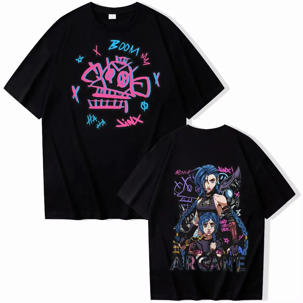 Jinx Arcane Monkey T-Shirt – Women’s Anime Cosplay Grunge Aesthetic Tee