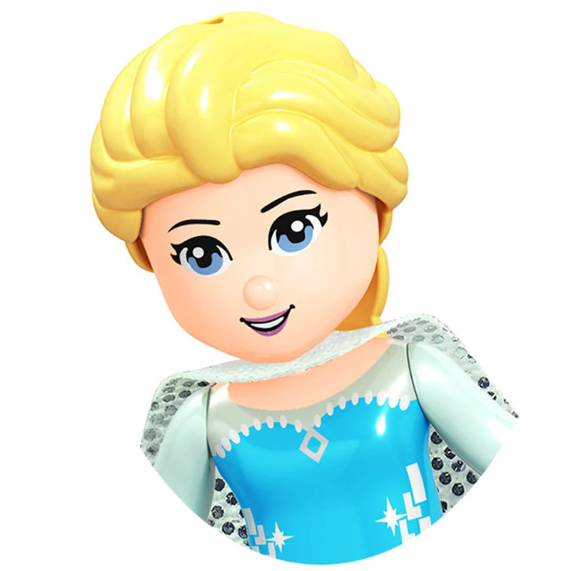 Modèles de mini briques de princesse animée – Belles figurines de filles et blocs de construction sur le thème de la neige pour enfants