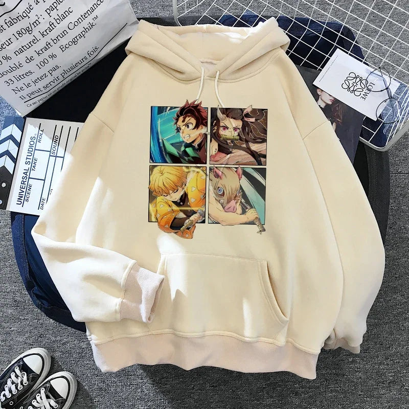 Kimetsu No Yaiba Sweatshirt – Anime Demon Slayer Hoodie mit Tanjiro & Nezuko, Harajuku Kawaii Style