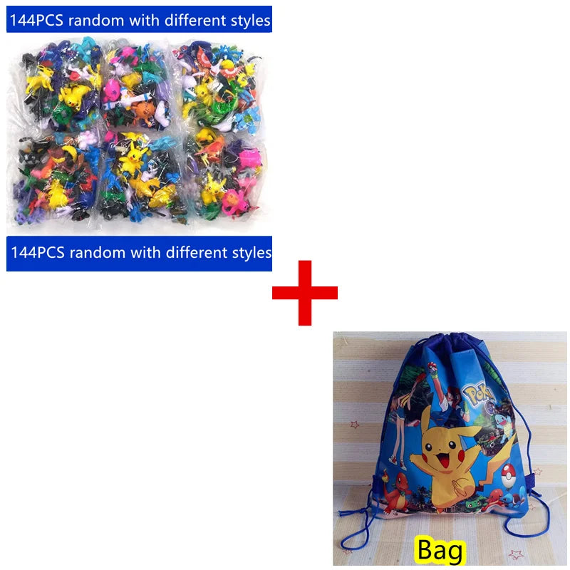 1-144 PCS Pokémon Gift Box – Christmas Action Figure Set with Genuine Pikachu & More Toys for Kids