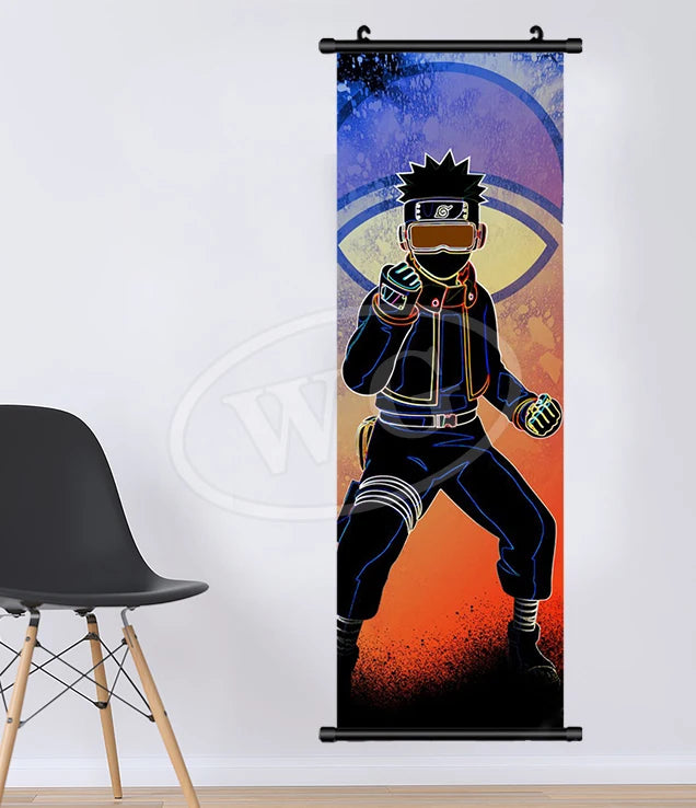 Bandai Anime Canvas Naruto Painting Kakashi Picture Hanging Scrolls Home Decor Wall Artwork