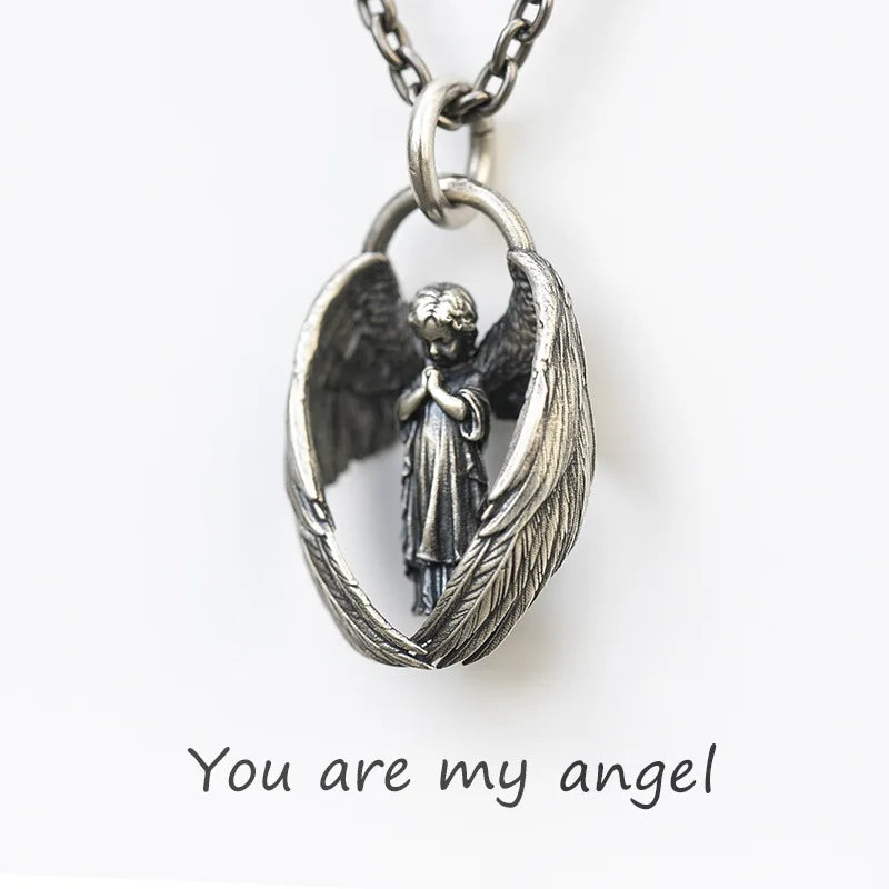 Collier avec pendentif en forme de fille Mecha en plaqué argent - Bijoux tendance hip-hop rock punk pour hommes et femmes | Idée cadeau