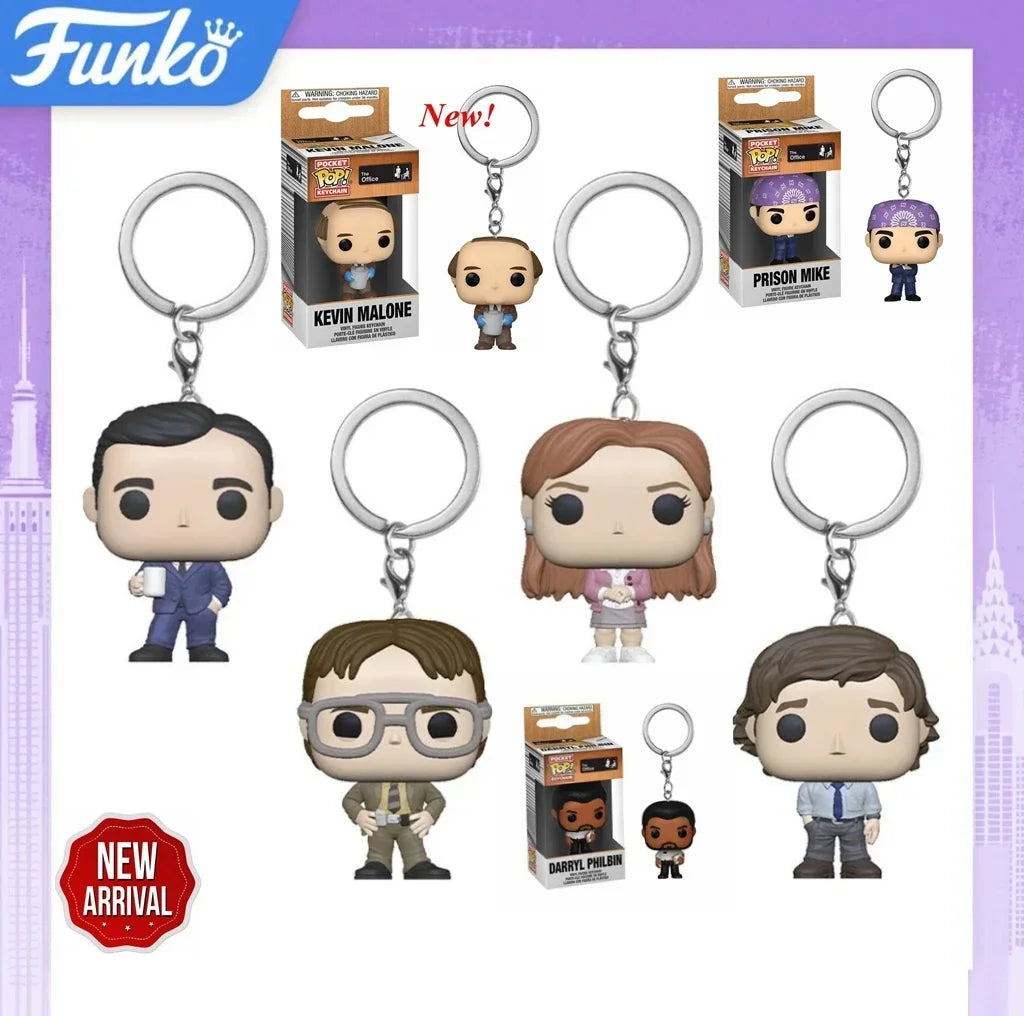 FUNKO POP Das Büro Schlüsselanhänger Spielzeug PAM BEESLY DWIGHT SCHRUTE Darryl Figur Pocket Pop Schlüsselanhänger