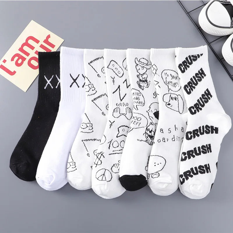 Frühling & Herbst INS Tide Cartoon Tube Socken – Dünne Baumwoll-Sportsocken für Damen & Herren