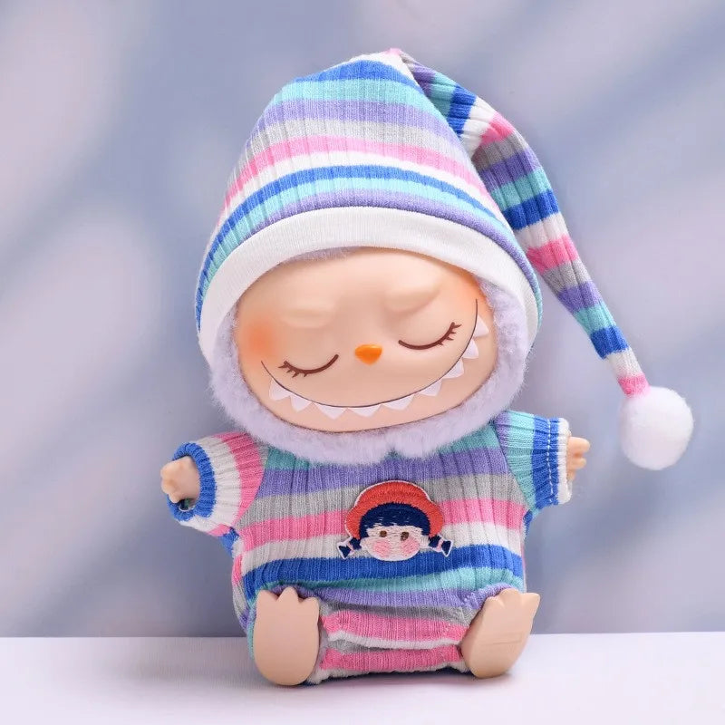 17 cm Puppe Plüsch Dress Up Labubu Puppenkleidung Set Trendiges und süßes Kleidungsstück Anzug Spielzeug Puppenzubehör