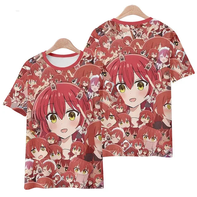 Anime Manga Bocchi The Rock 3D Print T-Shirt Unisex Short Sleeve Oversized Streetwear for Men Women Kids Fashion Clothing