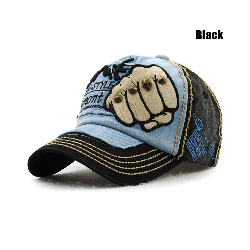 Modische Unisex-Baseballkappe – verstellbarer Hip-Hop-Sonnenhut mit Faustnieten-Patch