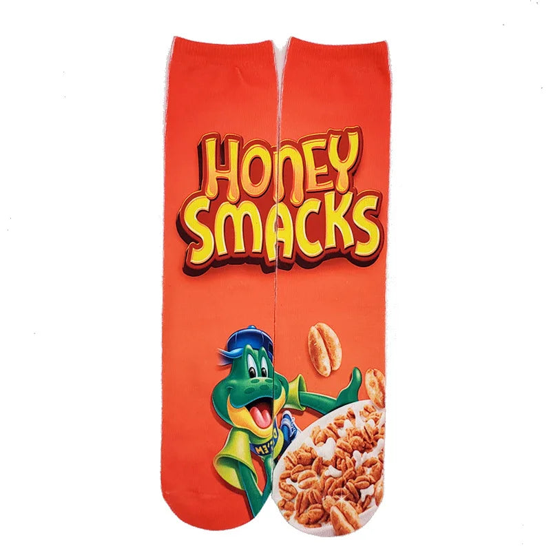 1 Pair Art Socks Potato Chips Knee High Socks Cotton Art Long