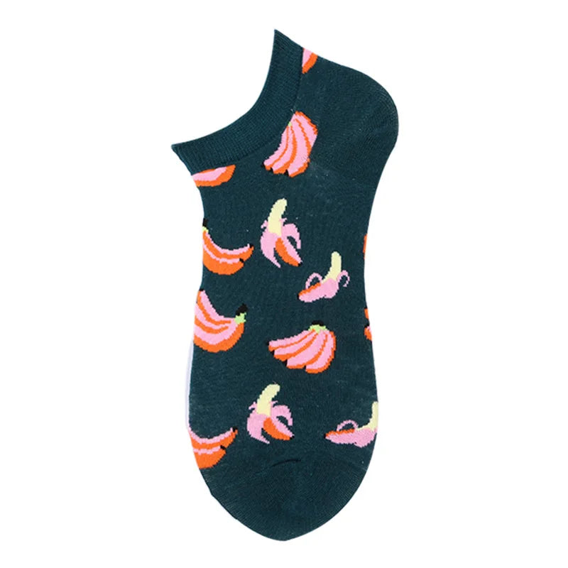 40-Style Bunte Baumwoll-Söckchen für Herren – Lustige Avocado, Tiere & Kunstdrucke