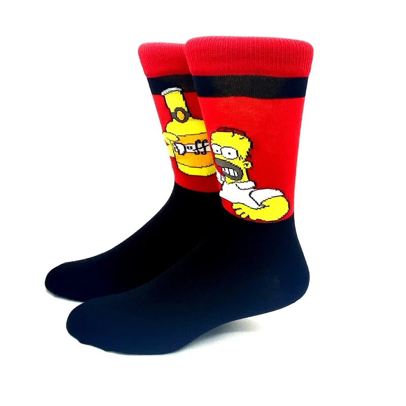 1 Pair The Simpsons Harajuku Socks – Cartoon Middle Tube Cotton for Men & Women