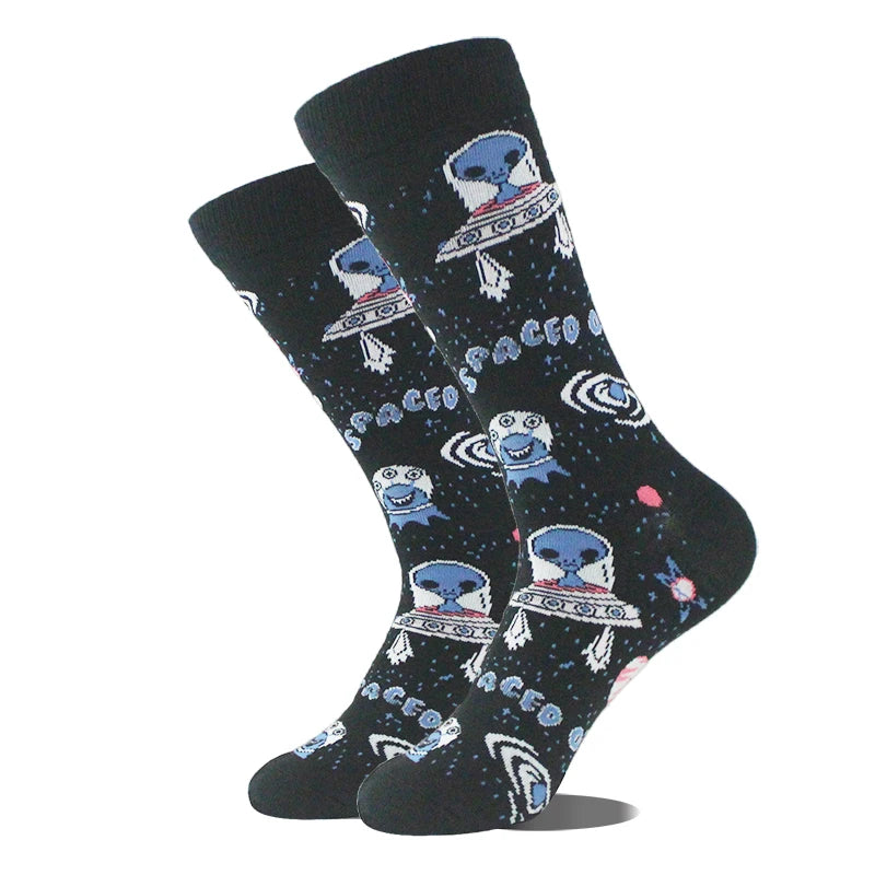 Chaussettes pour hommes Dinosaure Astronaute Planète Crew Harajuku