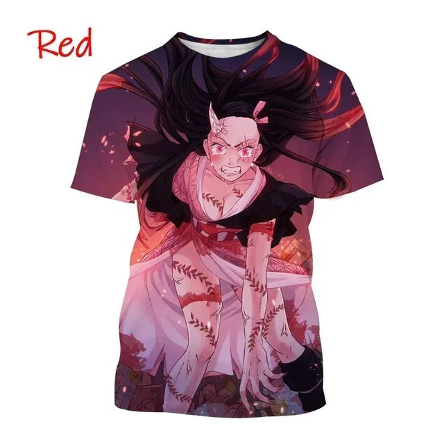 Demon Slayer 3D Print T-Shirt New Anime Fashion Harajuku Casual Street Tee