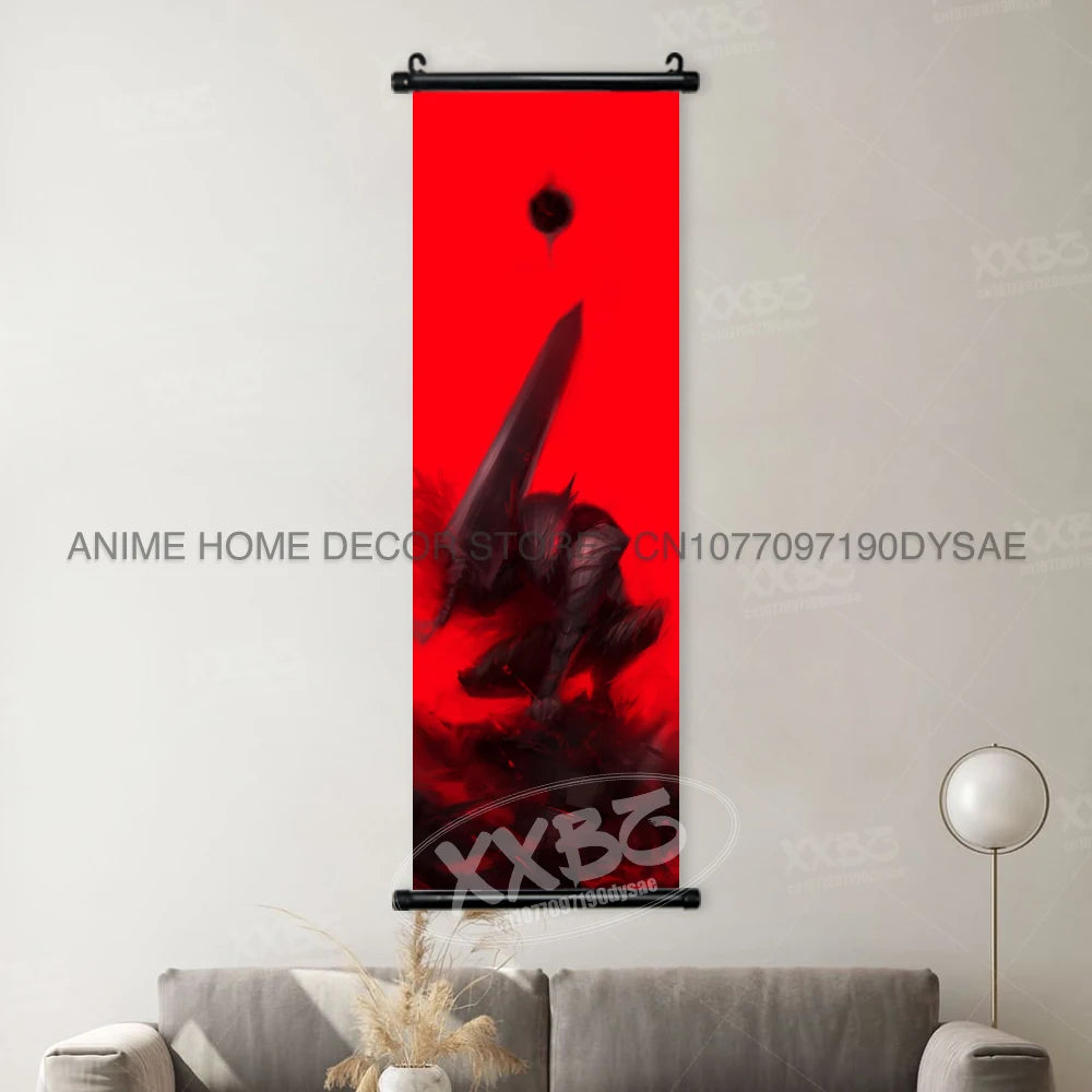Berserk Poster Black Swordsman Wall Artwork Scrolls Anime Home Decoration