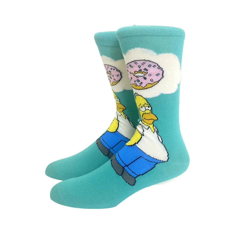 1 Pair The Simpsons Harajuku Socks – Cartoon Middle Tube Cotton for Men & Women