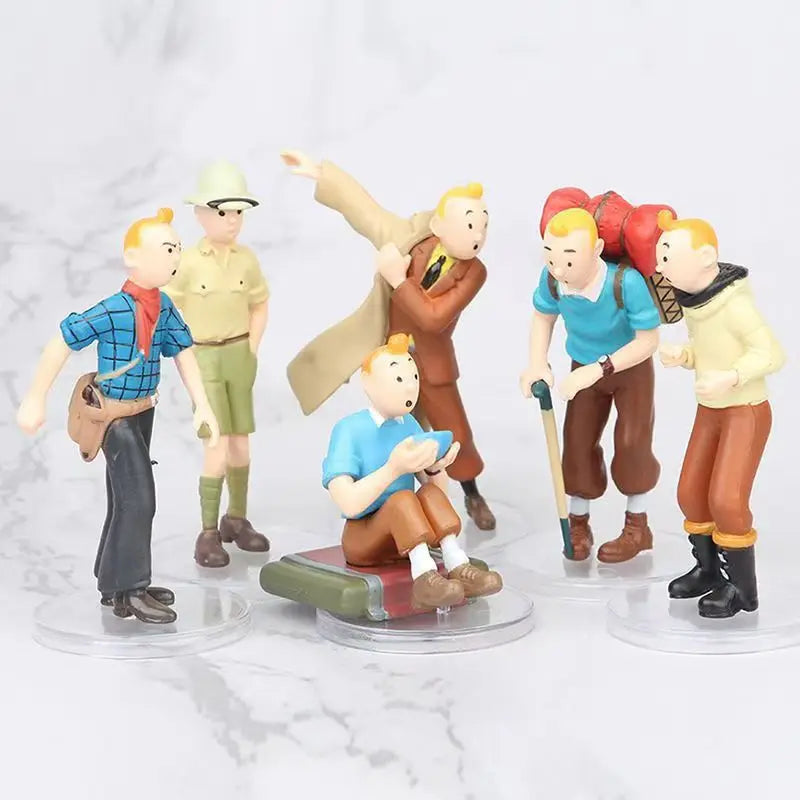 Lot de 6 figurines d'action de dessin animé Les aventures de Tintin en PVC
