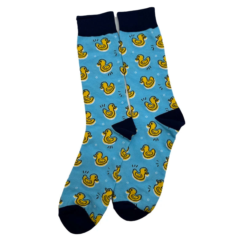Lässige Socken – Lustiger Hai-, Bienen- und Enten-Cartoon-Druck, Harajuku-Skateboard-Stil