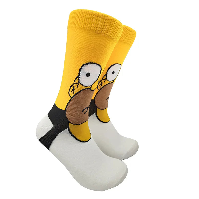 Modische Anime-Socken für Herren – Lustiger Hip-Hop-Stil mit hochwertigen Näh- und Cartoon-Mustern