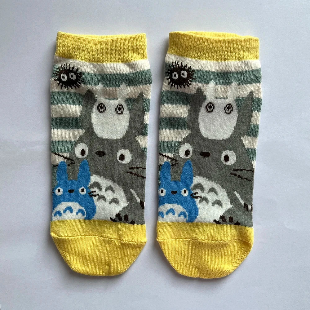 Anime Big Cat & Calcifer Socken – Halbtransparentes Cartoon-Design
