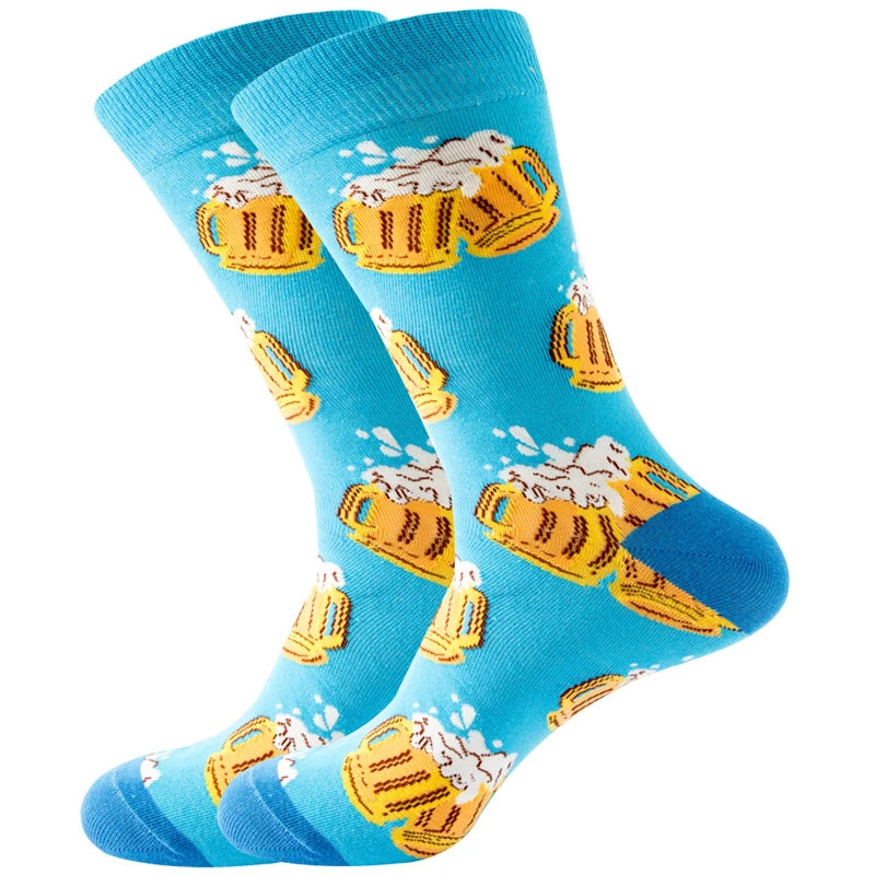 Neuartige Baumwollsocken mit Cartoon-Motiv für Herren 2023 Boxing Dollars Schachbretter Tier Große Größe Lange Socken