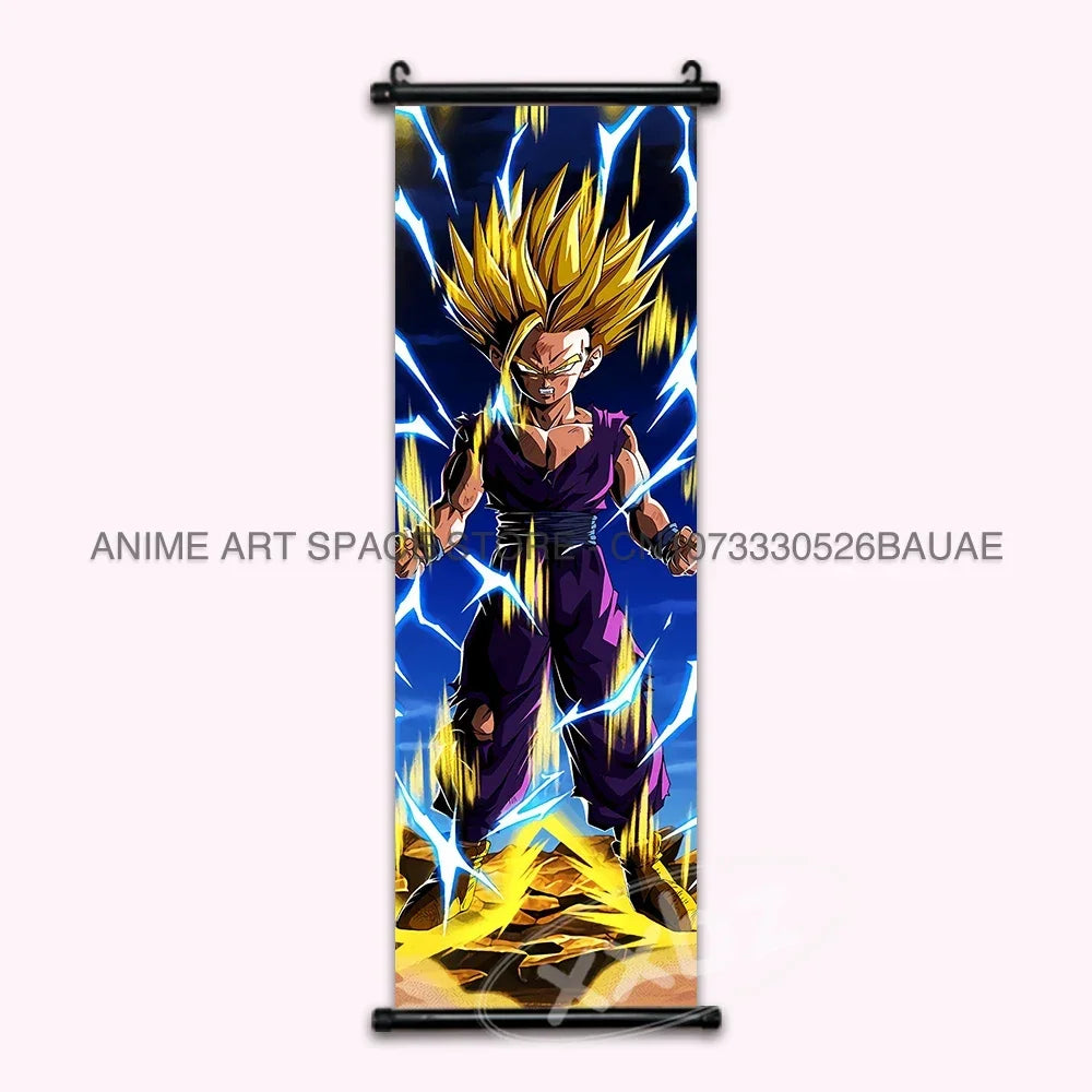 Dragon Ball Z Hanging Paintings Room Decorative Poster Anime Saiyan Scrolls Picture Wall Art