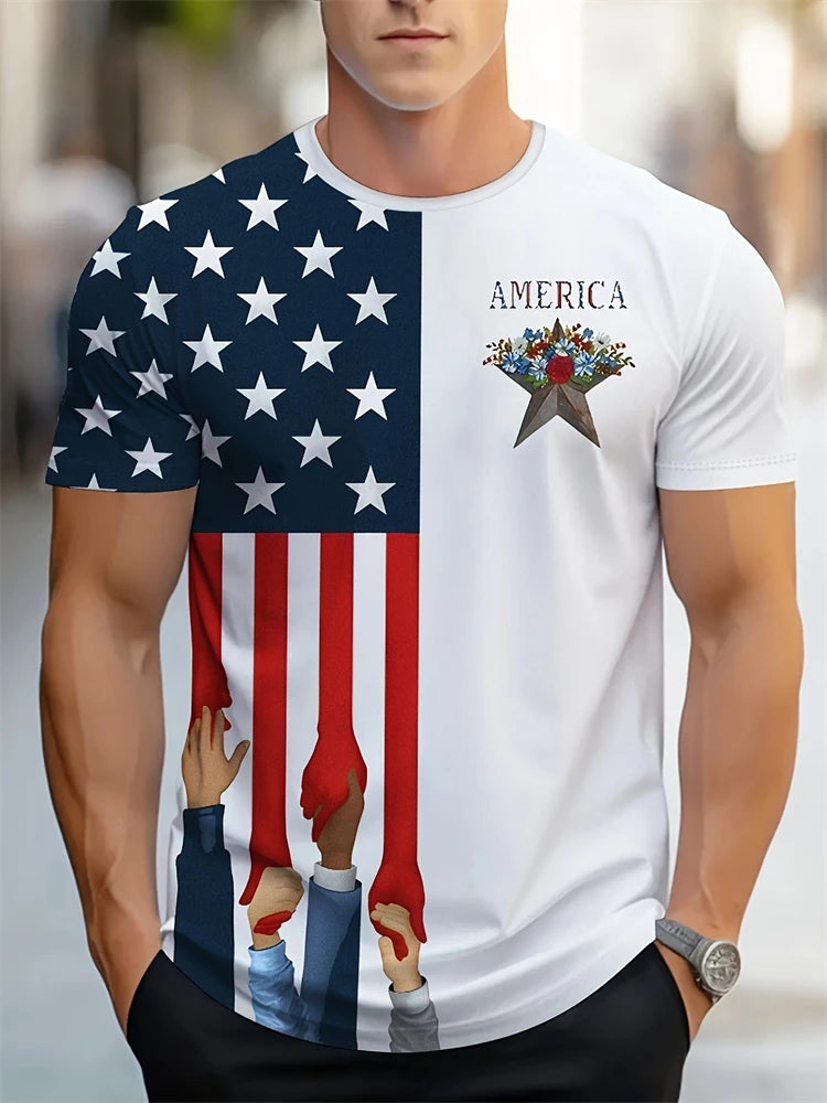 Hip-Hop Style Cartoon Bear Print T-Shirt Men’s Oversized Street Fashion Tee