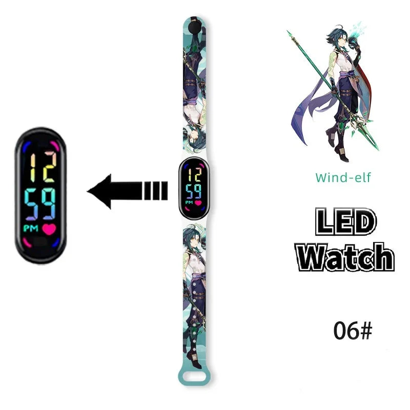 Pokémon & Demon Slayer LED-Uhr – Tanjirou & Nezuko Silikon-Touchscreen, wasserdicht, Sportgeschenk