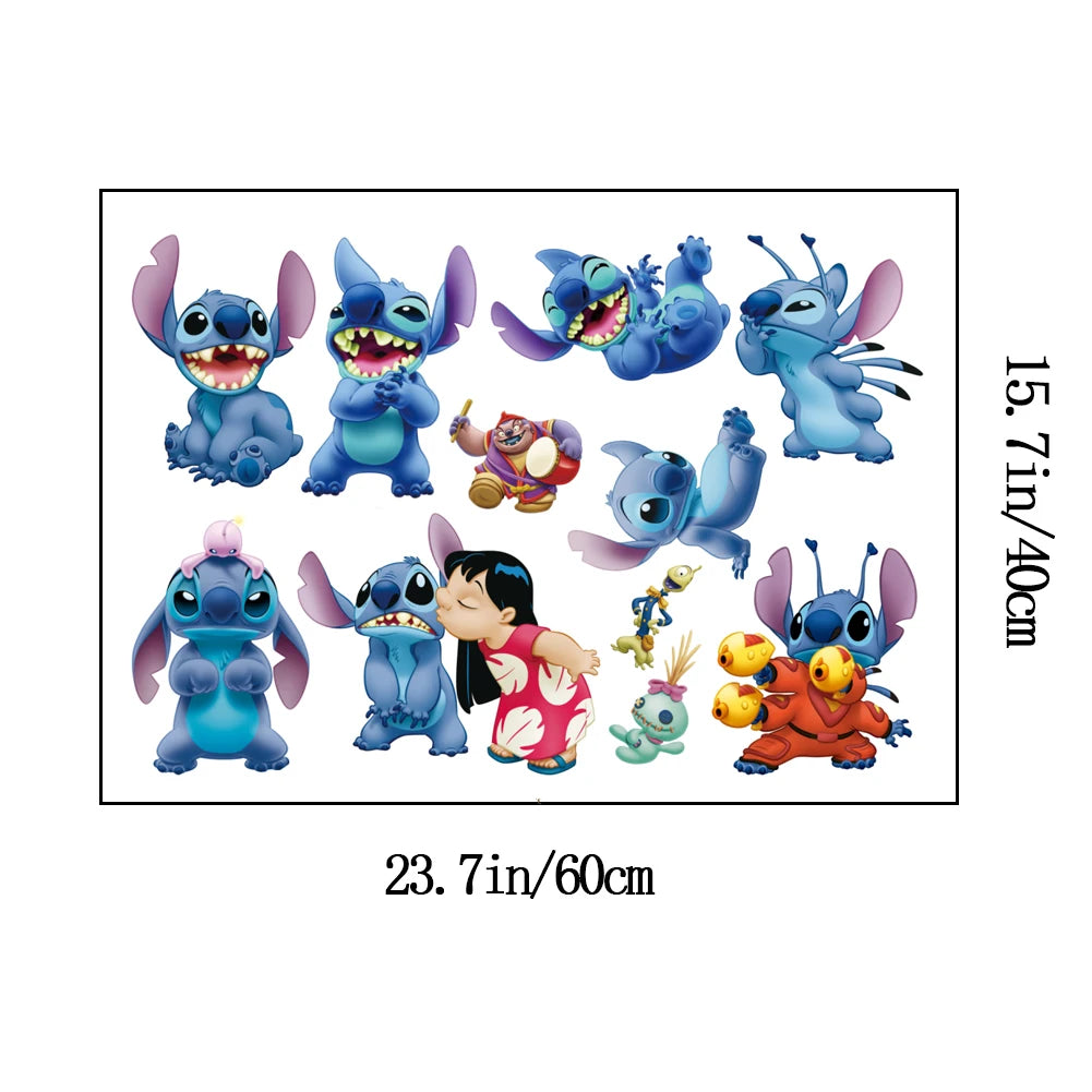 Cartoon Lilo & Stitch Wall Stickers For Kids Room Decoration Disney Poster Art