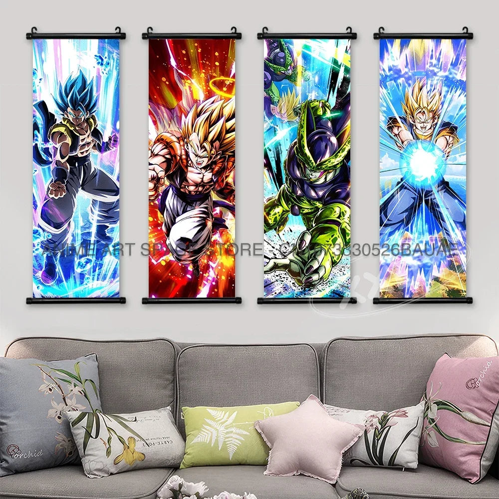 Dragon Ball Z Hanging Paintings Room Decorative Poster Anime Saiyan Scrolls Picture Wall Art