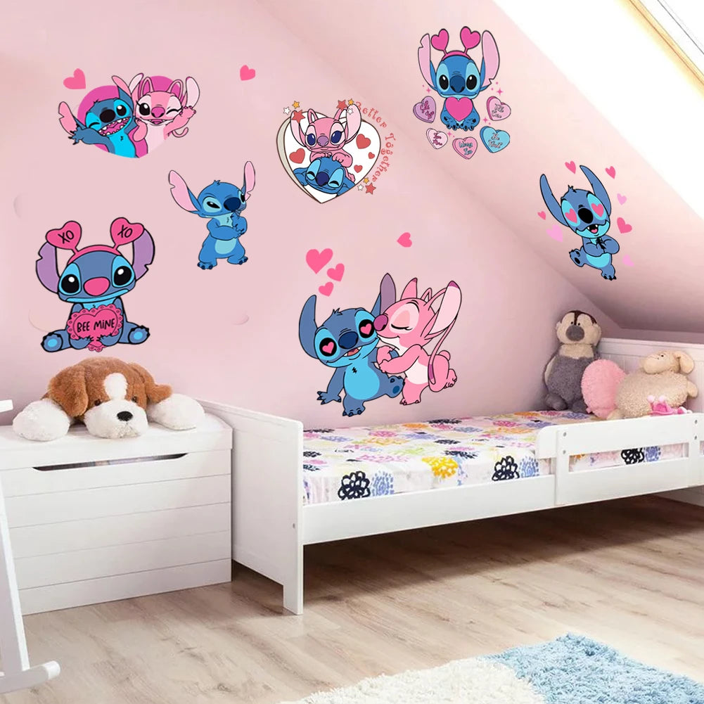 Cartoon Lilo & Stitch Regenbogen Wandaufkleber für Kinderzimmer Wanddekoration Animiertes Poster