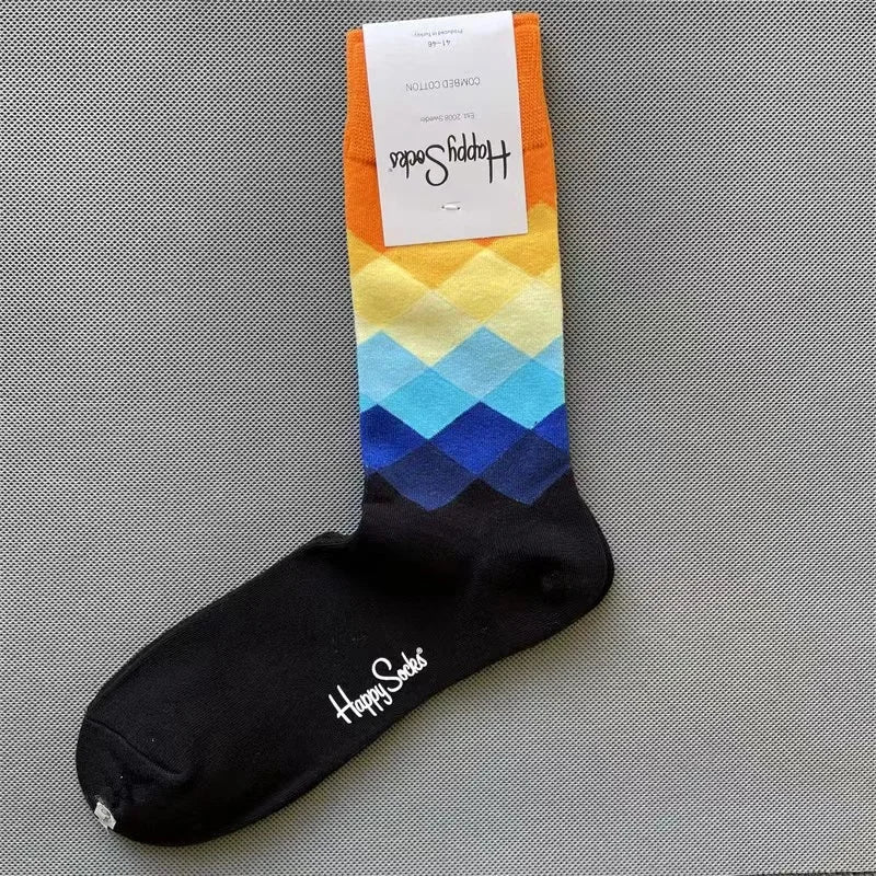 Diamond Check Happy Socks für Herren – Geometrische Sportsocken aus Baumwolle (Größe 41–46)