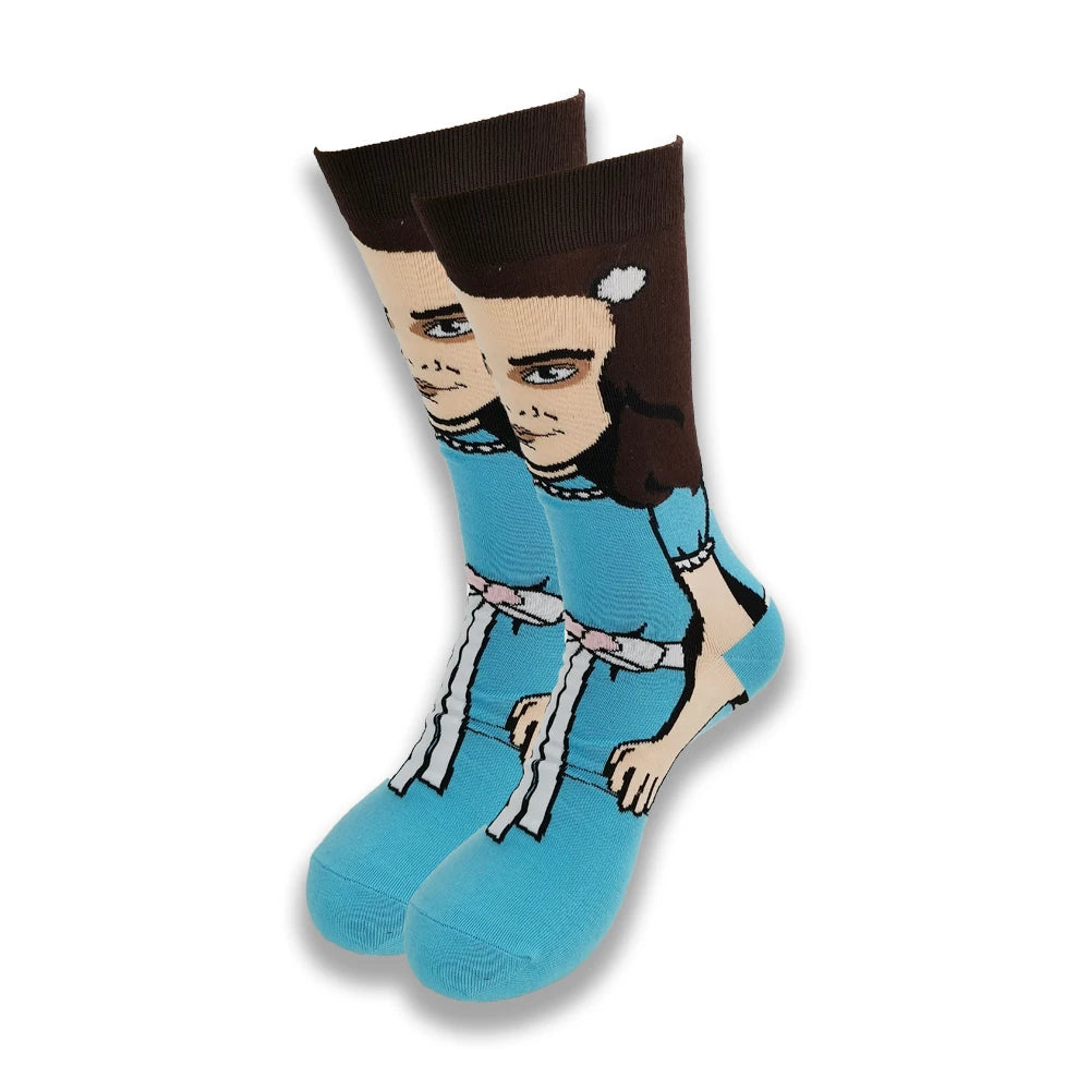Lustige Socken mit Cartoon-Anime-Print – Personalisierter atmungsaktiver Baumwoll-Hip-Hop-Stil für Männer und Frauen