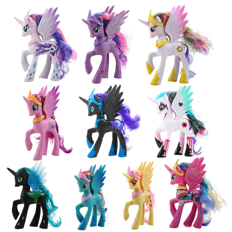 Figurines d'action My Little Pony – Rarity, Applejack, Rainbow Dash, Princesse Celestia Poupées modèles d'anime pour enfants et filles Cadeaux
