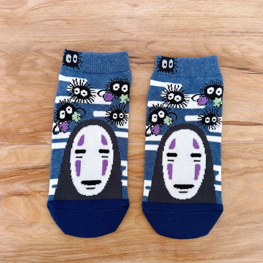 Anime Big Cat & Calcifer Socken – Halbtransparentes Cartoon-Design