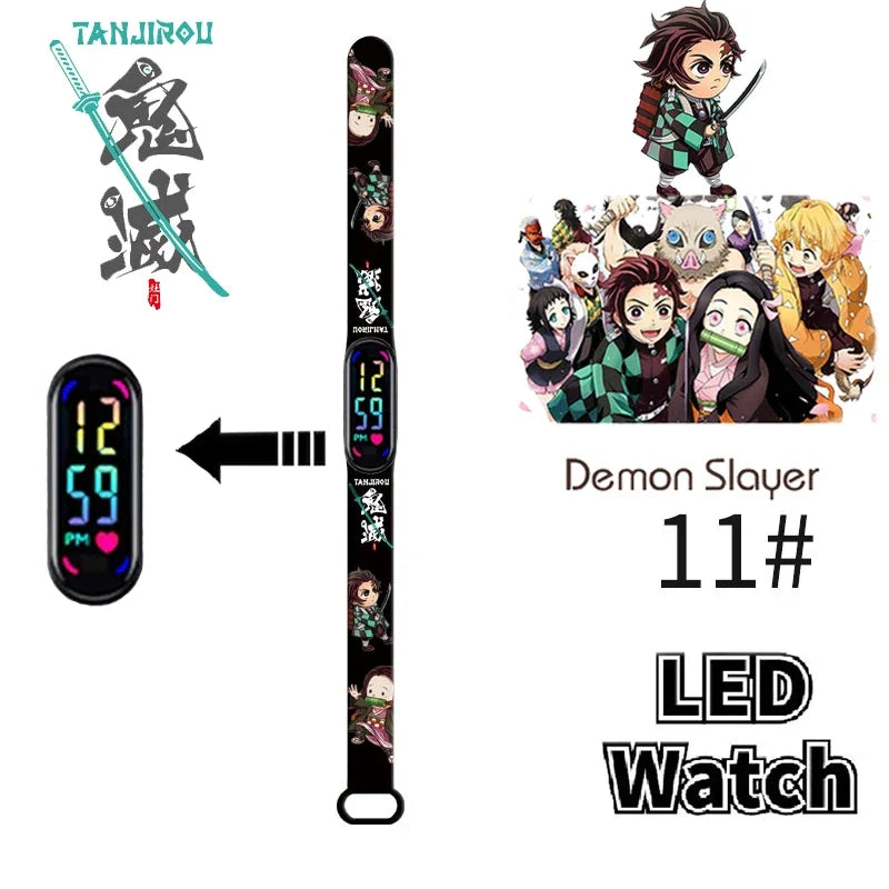 Pokémon & Demon Slayer LED-Uhr – Tanjirou & Nezuko Silikon-Touchscreen, wasserdicht, Sportgeschenk