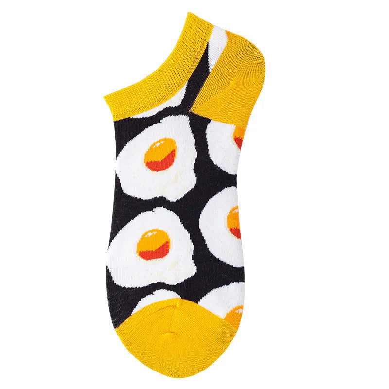 40-Style Bunte Baumwoll-Söckchen für Herren – Lustige Avocado, Tiere & Kunstdrucke