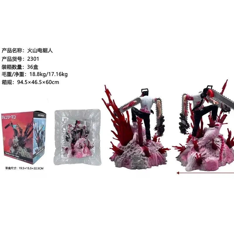 Chainsaw Man Denji & Pochita Figur – 18 cm PVC-Kampfmodell, Spielzeug und Sammlergeschenk-Skulptur