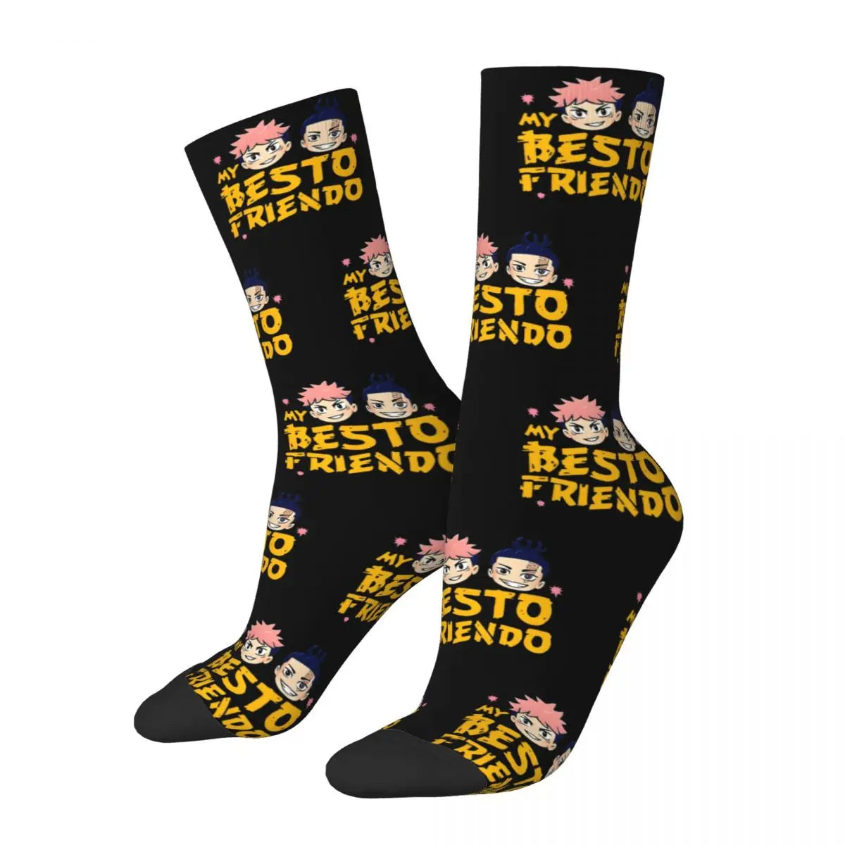 Retro Jujutsu Kaisen Sportsocken – Niedliche Gojo Sensei Polyester-Mittelröhre, Unisex & Schweißabsorbierend