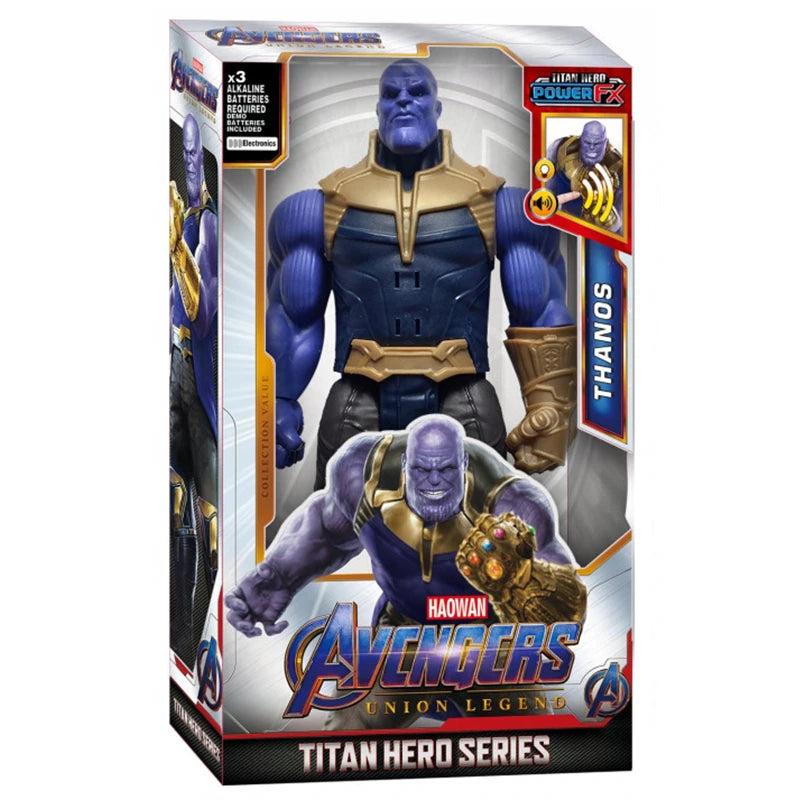 Figurine de super-héros de 30 cm – Thanos, Hulk, Spider-Man, Iron Man, Captain America, Thor et Black Panther avec son et lumière