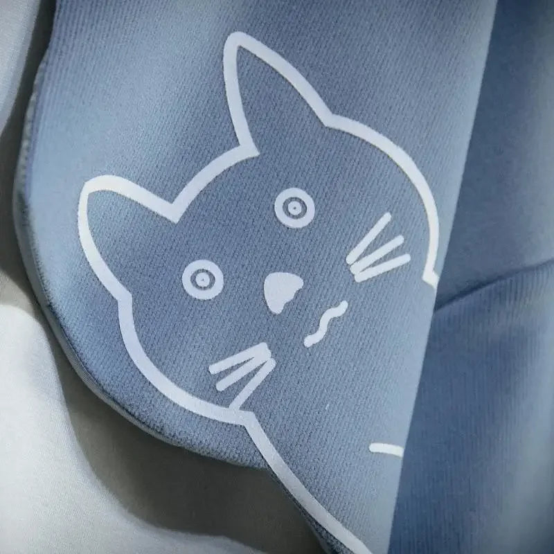 Kapuzenpullover mit Katzen-Print im japanischen Stil – Patchwork-Anime-Sweatshirt für Männer, Harajuku-Mode