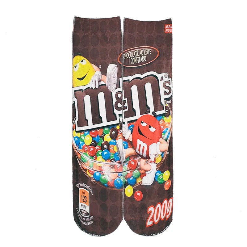 1 Pair Art Socks Potato Chips Knee High Socks Cotton Art Long