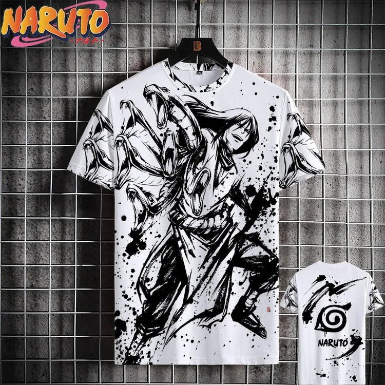 MINISO Men’s T-Shirt – Japanese Anime 3D Print Summer Casual Oversized Streetwear Tee