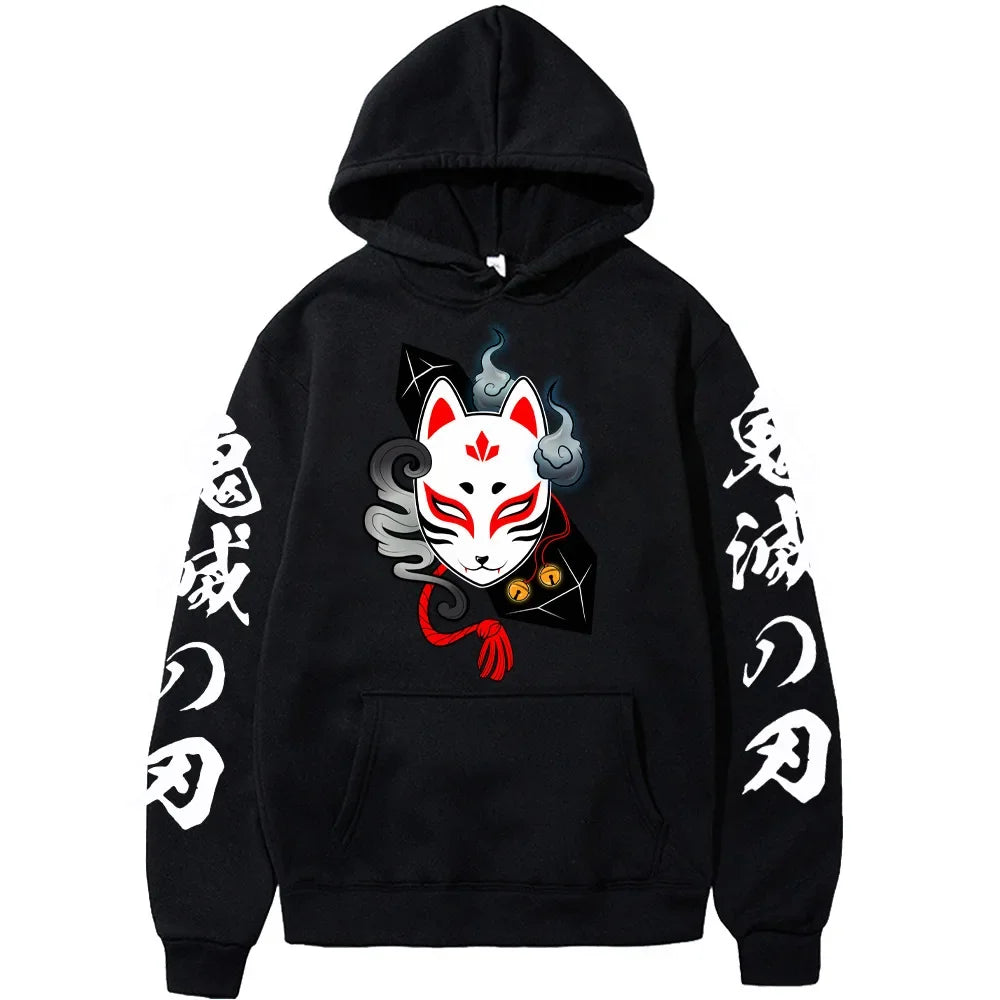Anime Demon Slayer Hoodies Kamado Nezuko Print Unisex Plus Size Round Neck Streetwear Pullover Top for Men and Women