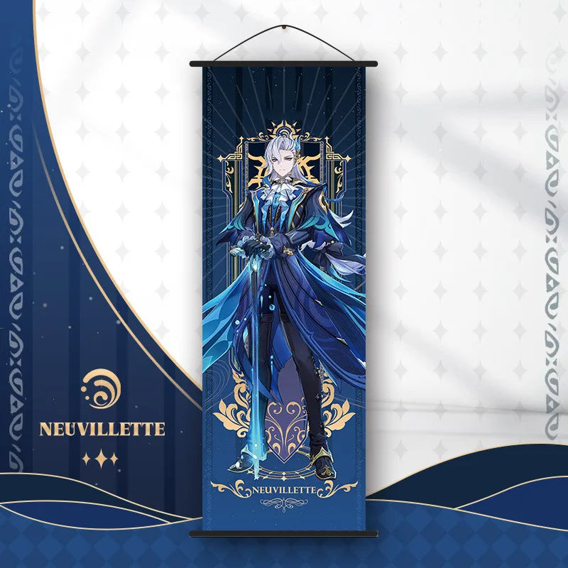 Genshin Impact Scroll Canvas Painting Hanging Anime Poster Wall Art Room Decoration