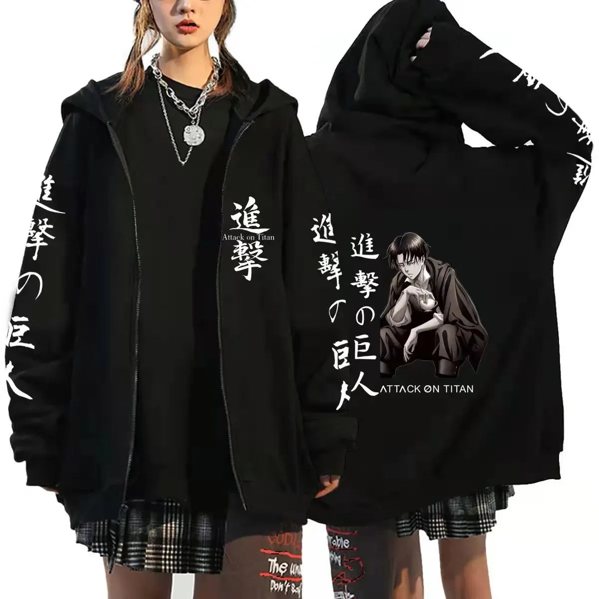 Attack on Titan Anime Hoodie mit Reißverschluss – Europäischer und amerikanischer Sportmantel, Rollenspielkleid für Herren