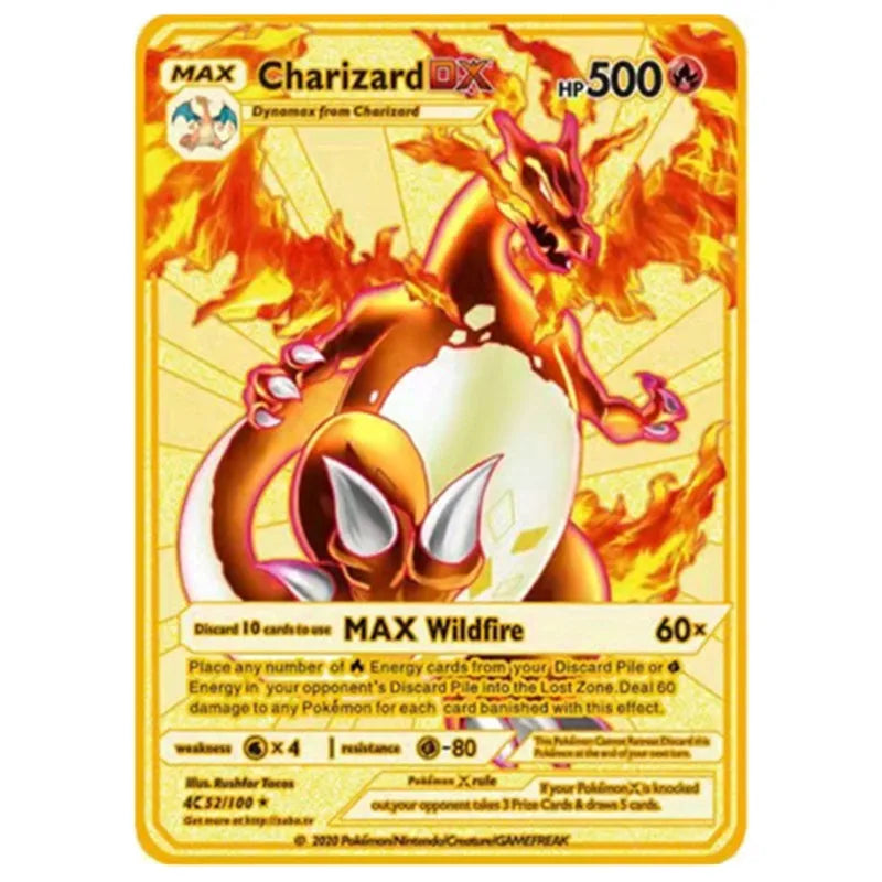 Pokemon Englische Metallkarte Anime-Sammelkarte Kinderspielzeug