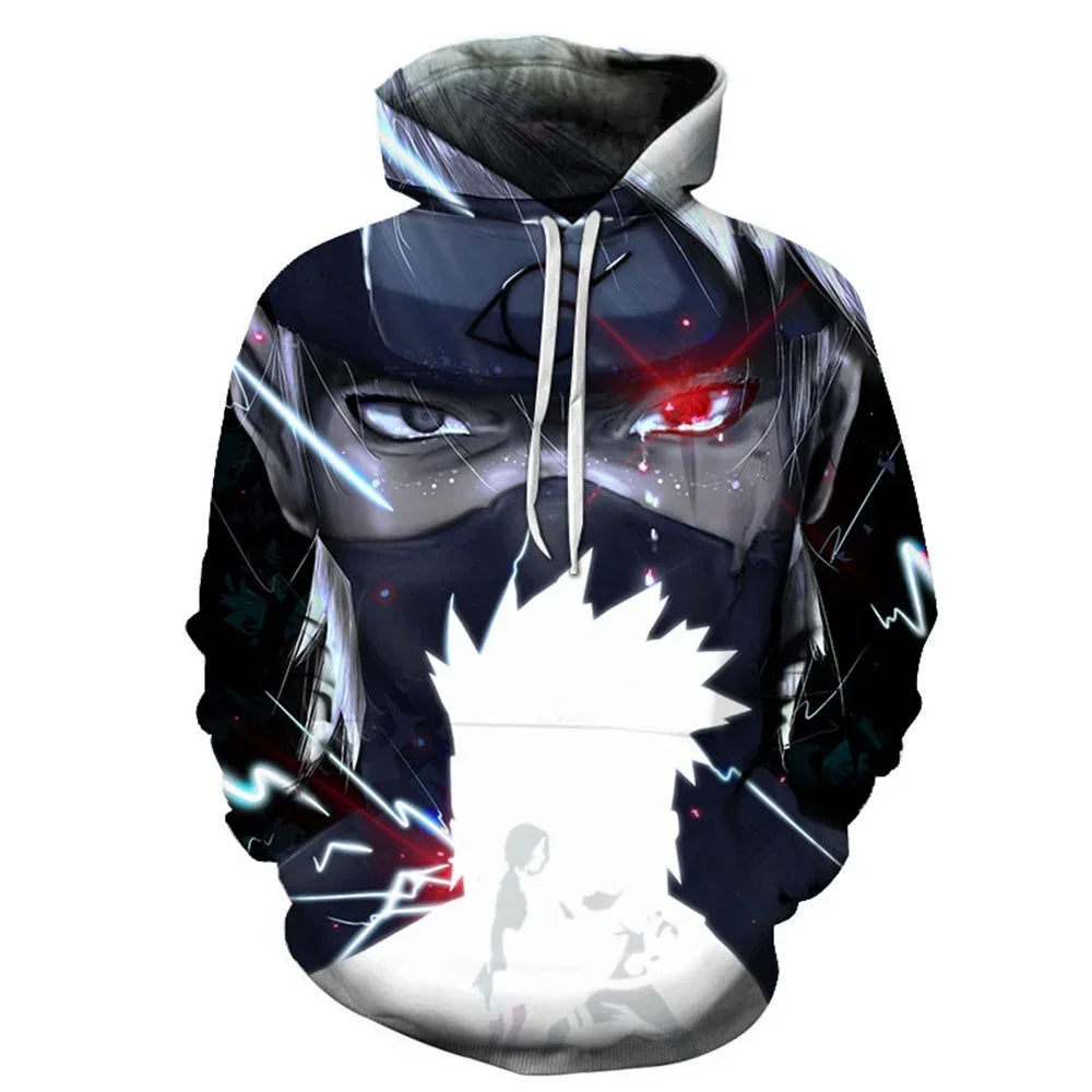 Naruto 3D Printed Kakashi Hoodie – Men’s Short Sleeve Hip Hop Streetwear Sweatshirt